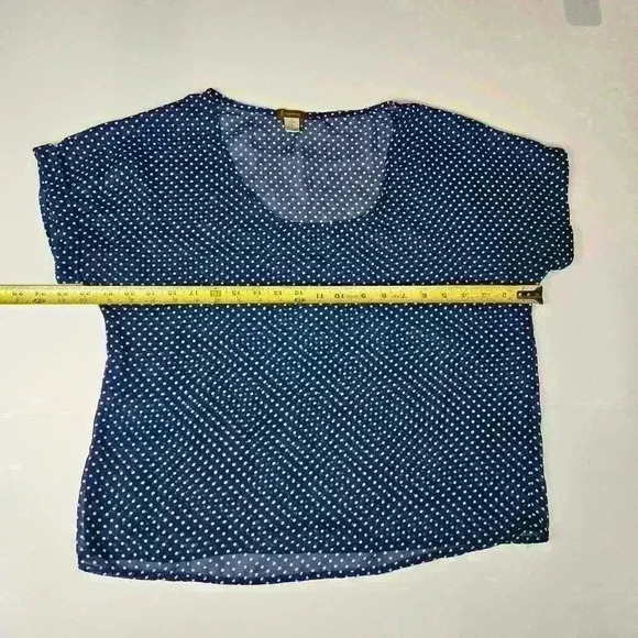 Copper Key Navy/White Polka Dot Sheer Top Size Large - Picture 3 of 7